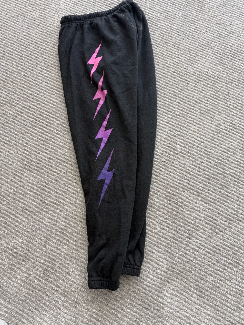 Aviator Nation Black Joggers with Pink-to-Purple Lightning Bolts